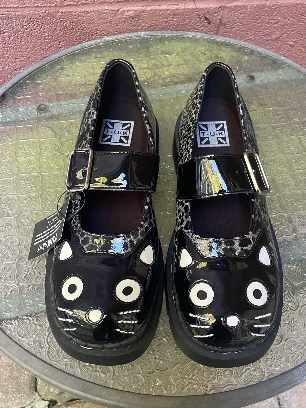 NWT T.U.K Kitty Leopard Print Platform Mary Jane Shoes Size 10